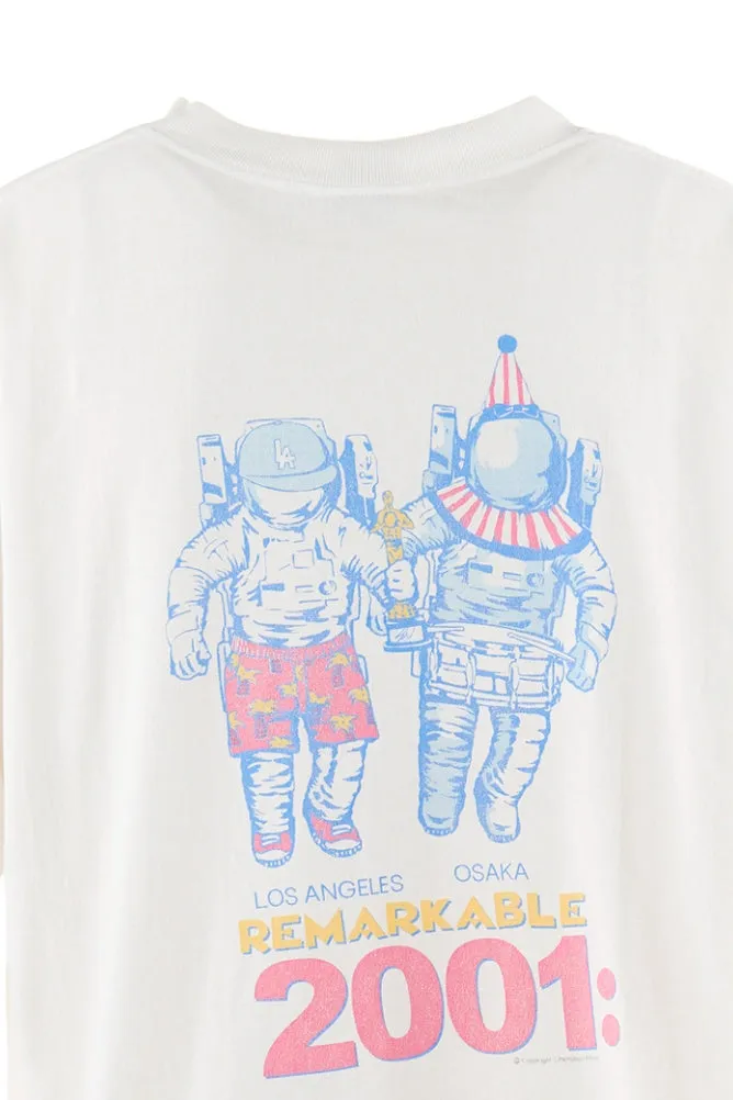 SAINT Mxxxxxx × Sean Wotherspoon SW_SS TEE/ASTRO/WHT SW joint retro enzyme-washed old tee Astronaut distressed short-sleeved off-white S-XL Correct version Customized SW joint wash water label Original development Production without looking at pictures Printing pixel level restoration Handmade acrylic ready-made clothing graffiti ink